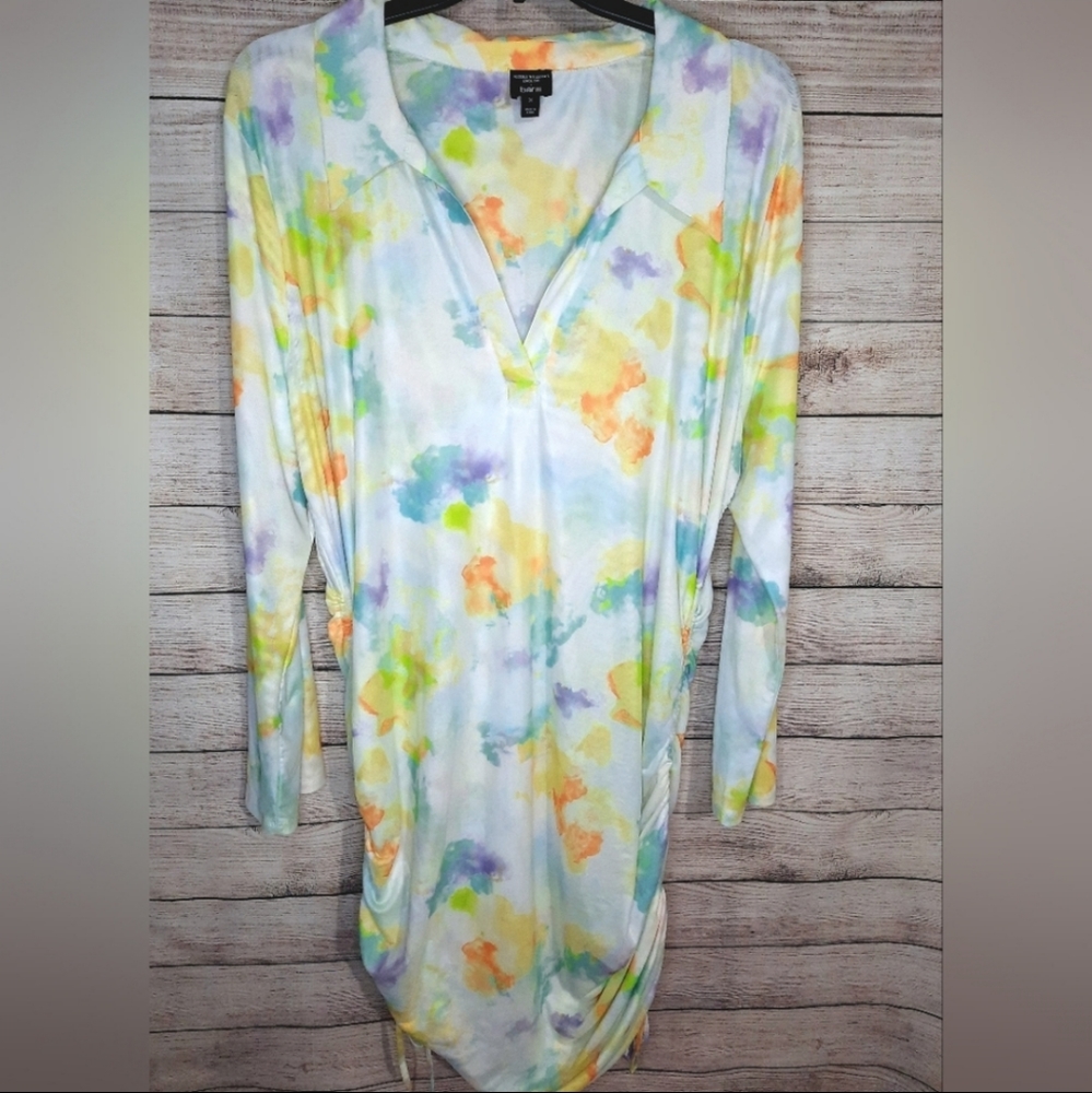 Bar III Nicole Williams English Printed Drawstring Dress